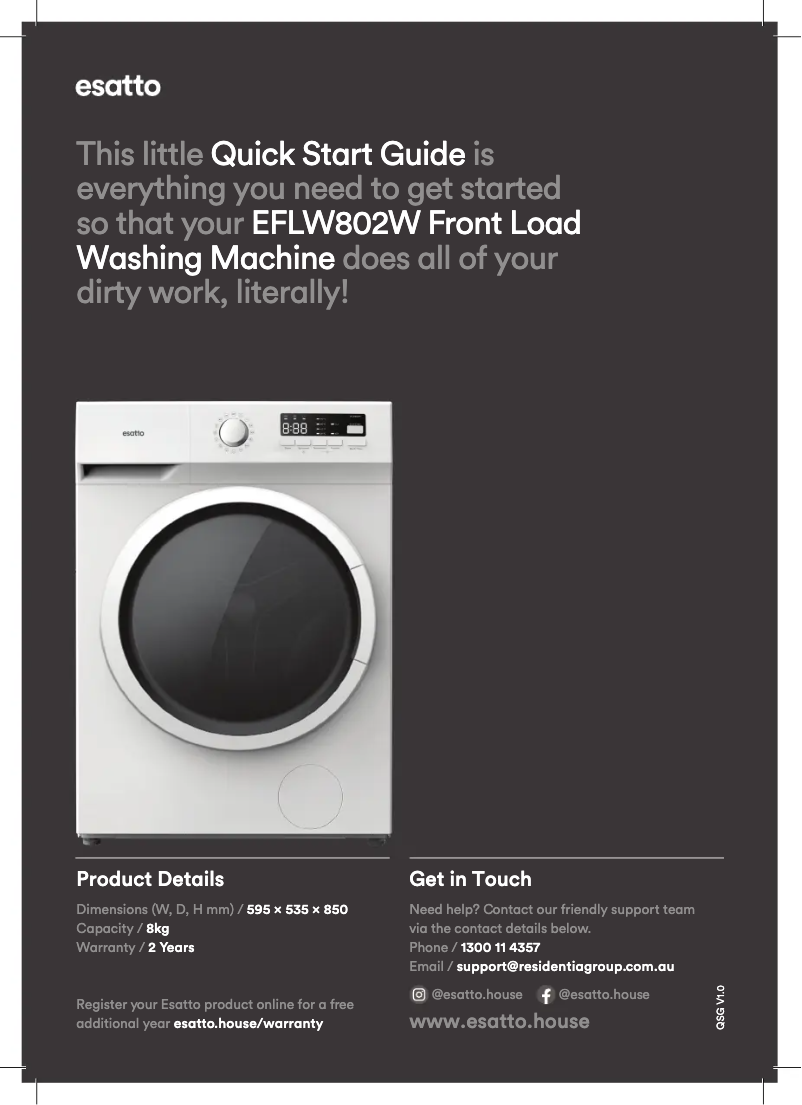 First page image of the manual for EFLW802W