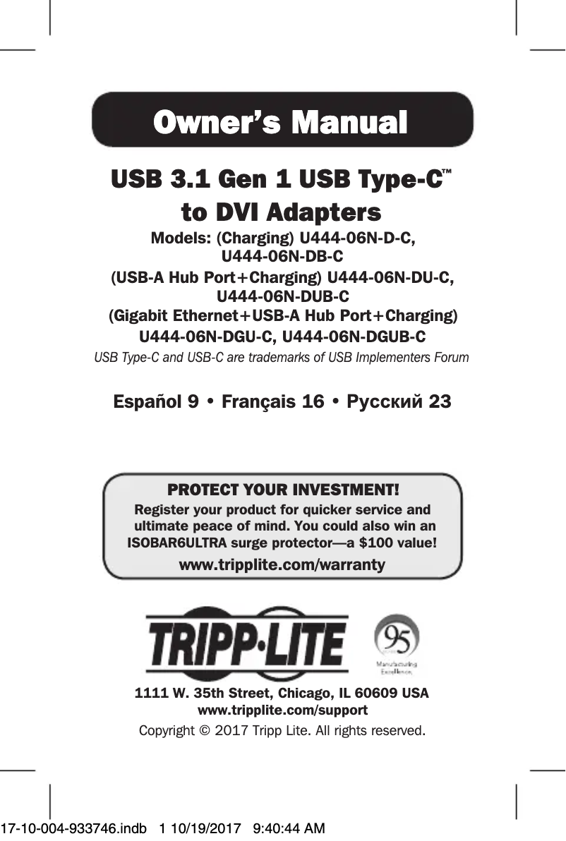 Page 1 of the manual User Manual Tripp Lite U444-06N-DU-C