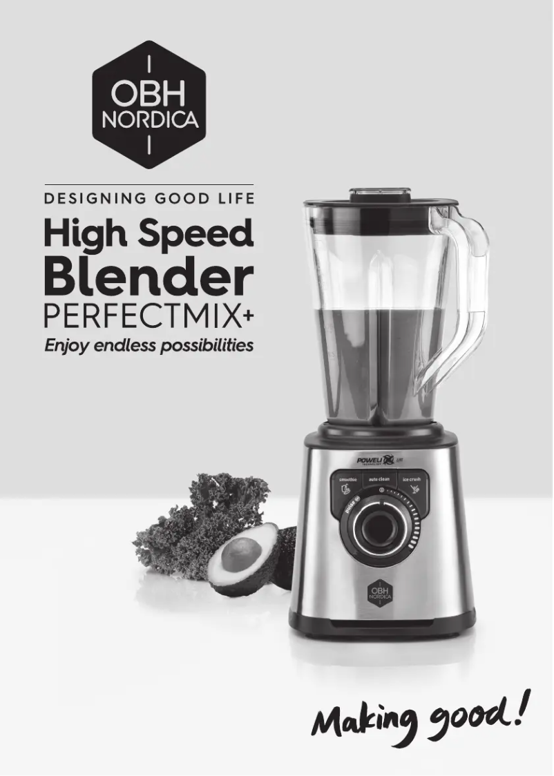 Page 1 of the manual User Manual OBH Nordica Elite Mix+ Blender LH82ADS0