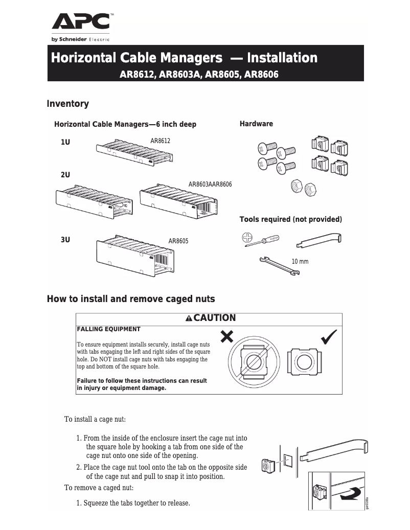 Page 1 of the manual User Manual APC AR8612