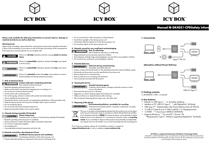 Page 1 of the manual User Manual Icy Box IB-DK4021-CPD
