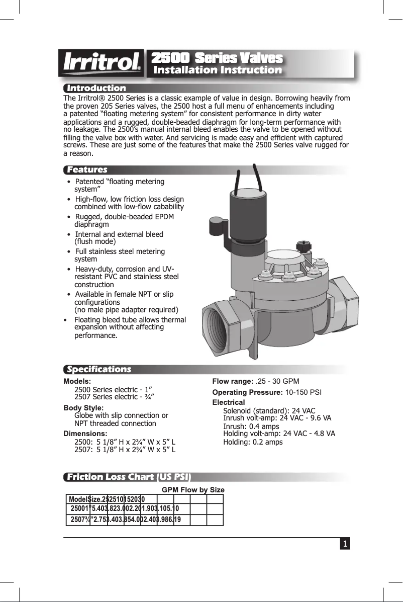 First page image of the manual for 2500T