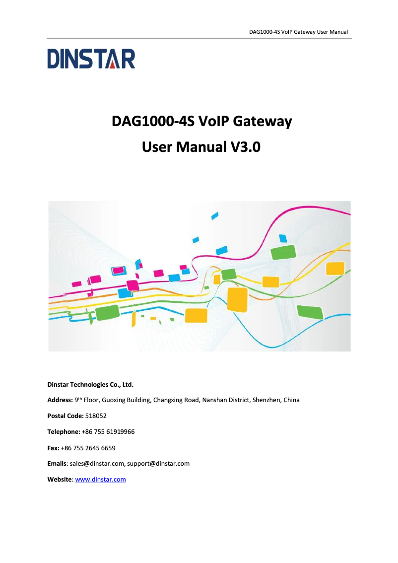 Page 1 of the manual User Manual Dinstar DAG1000-4S