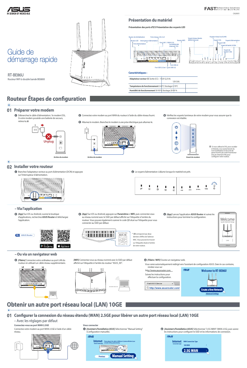 Page 1 of the manual Quick Start Guide Asus RT-BE86U