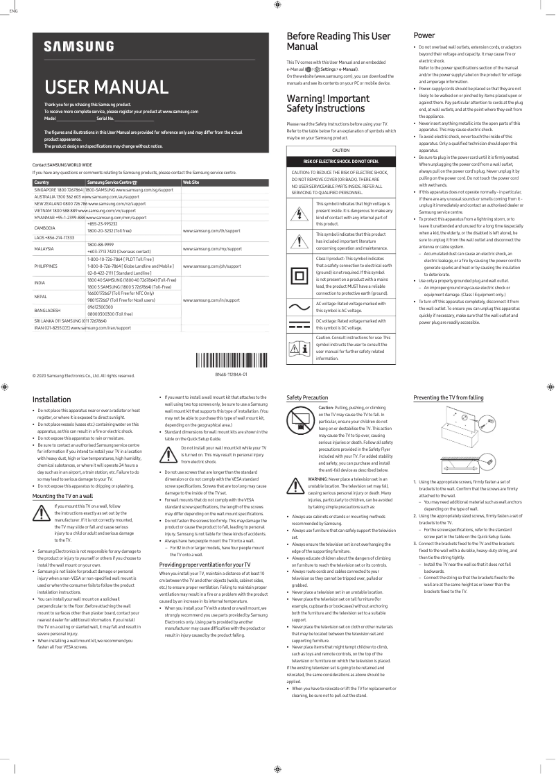 Page 1 of the manual User Manual Samsung UA65TU8300G