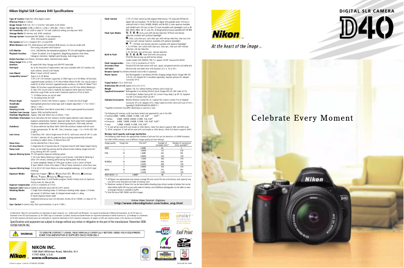 Page 1 of the manual Brochure Nikon D40