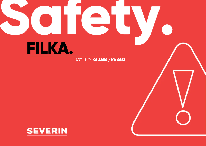 Page 1 of the manual Safety Instructions Severin KA 4851
