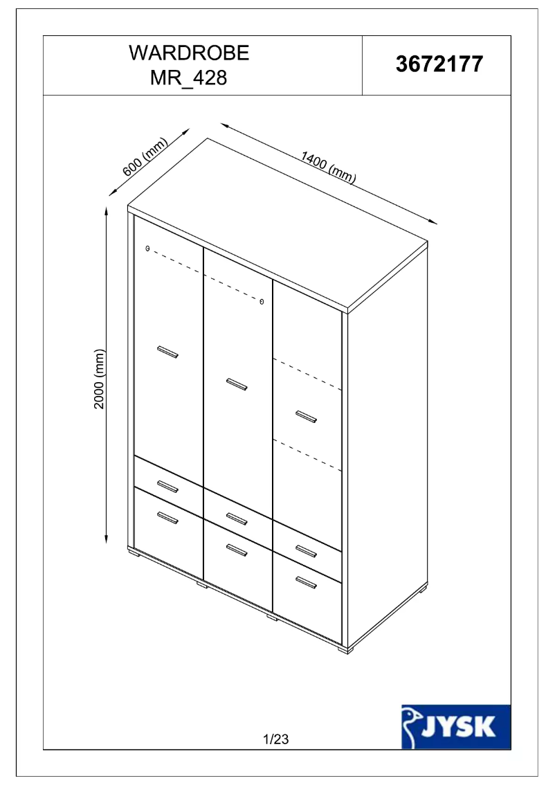 Page 1 of the manual User Manual JYSK Gesten (140x200x60)