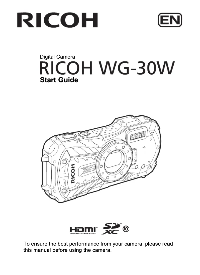 Page 1 of the manual Quick Start Guide Ricoh WG-30W