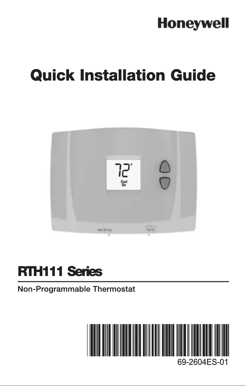 Page 1 of the manual Installation Guide Honeywell RTH111B1016/A