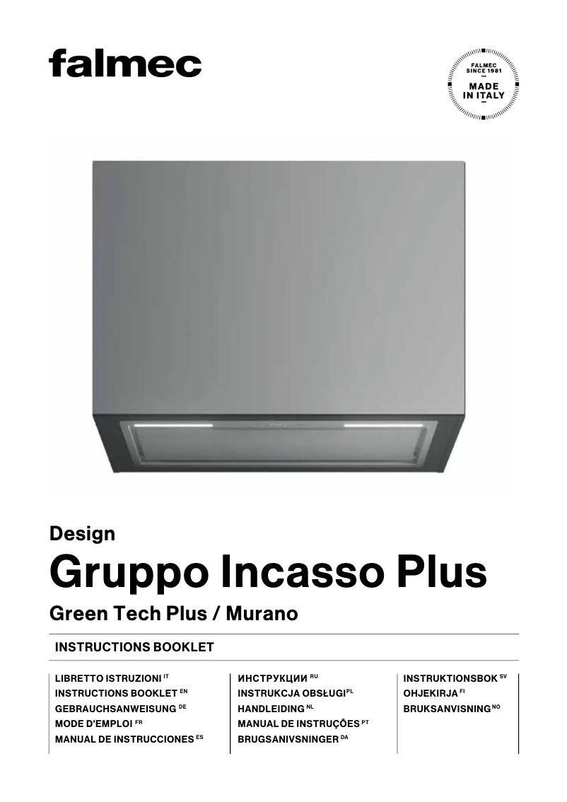 First page image of the manual for Gruppo Incasso Plus