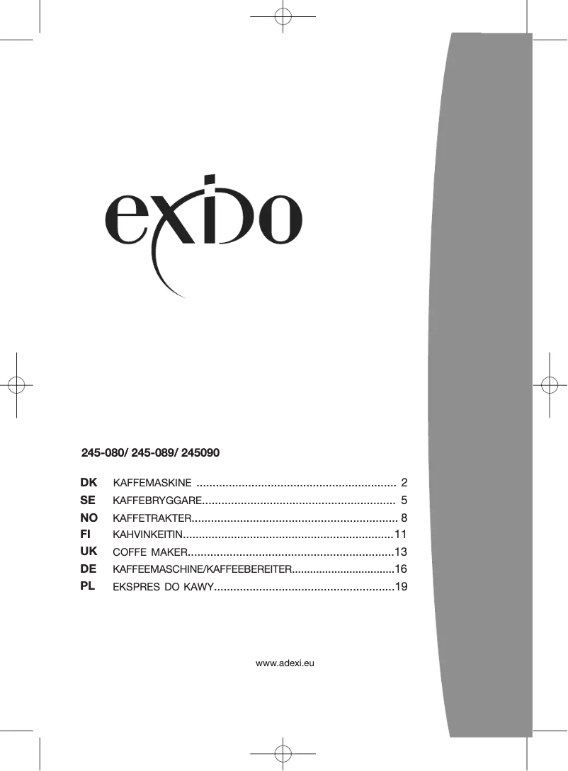 Page 1 of the manual User Manual Exido 245090