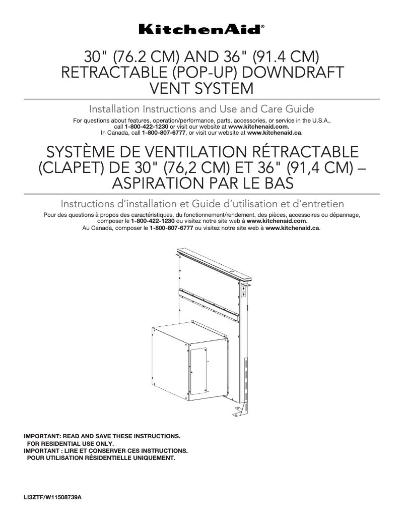 Page 1 of the manual Installation Guide KitchenAid KXD4630YSS