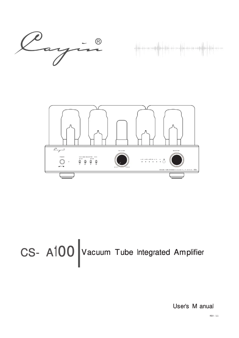 First page image of the manual for CS-100A
