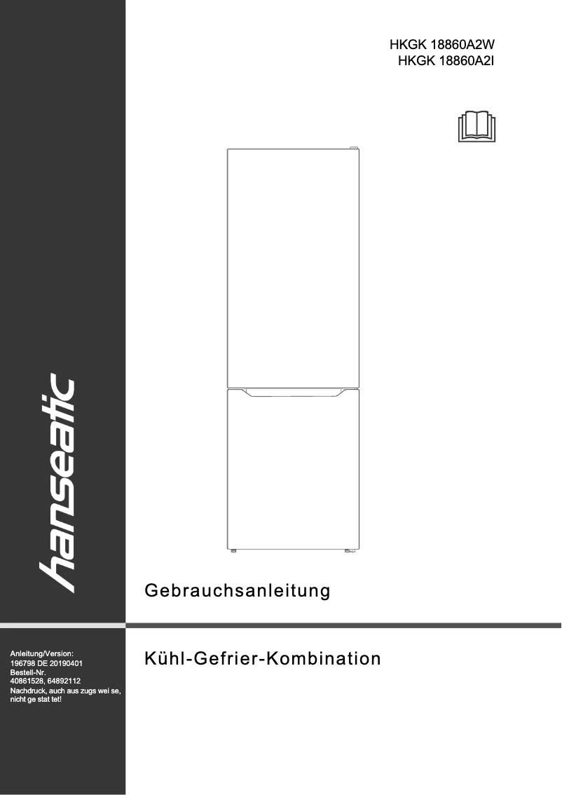 First page image of the manual for HKGK18860A2W