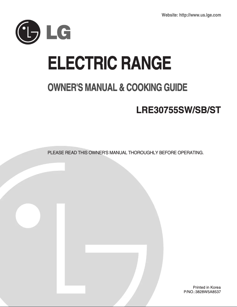 First page image of the manual for LRE30755SB
