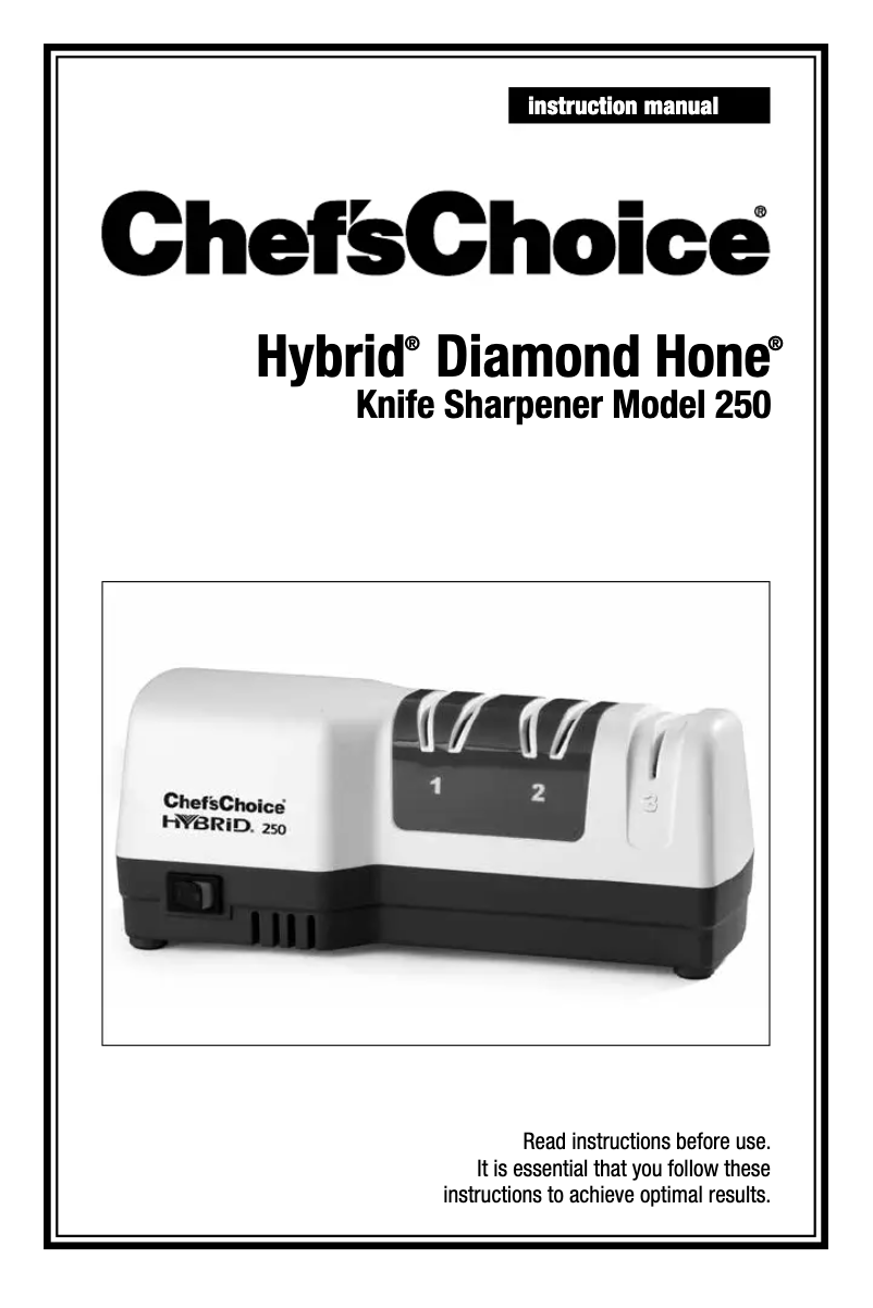 First page image of the manual for Hybrid Diamond Hone 250