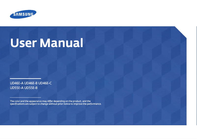 First page image of the manual for LH46UDEHLBB