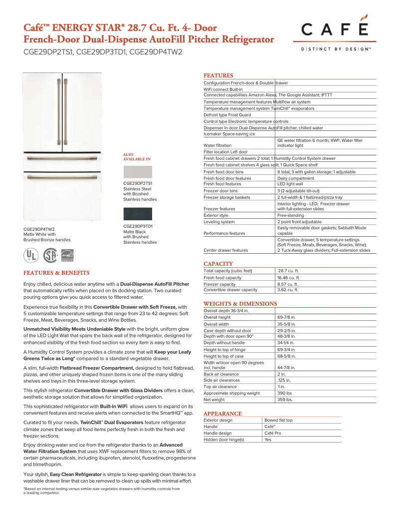 First page image of the manual for CGE29DP3TD1