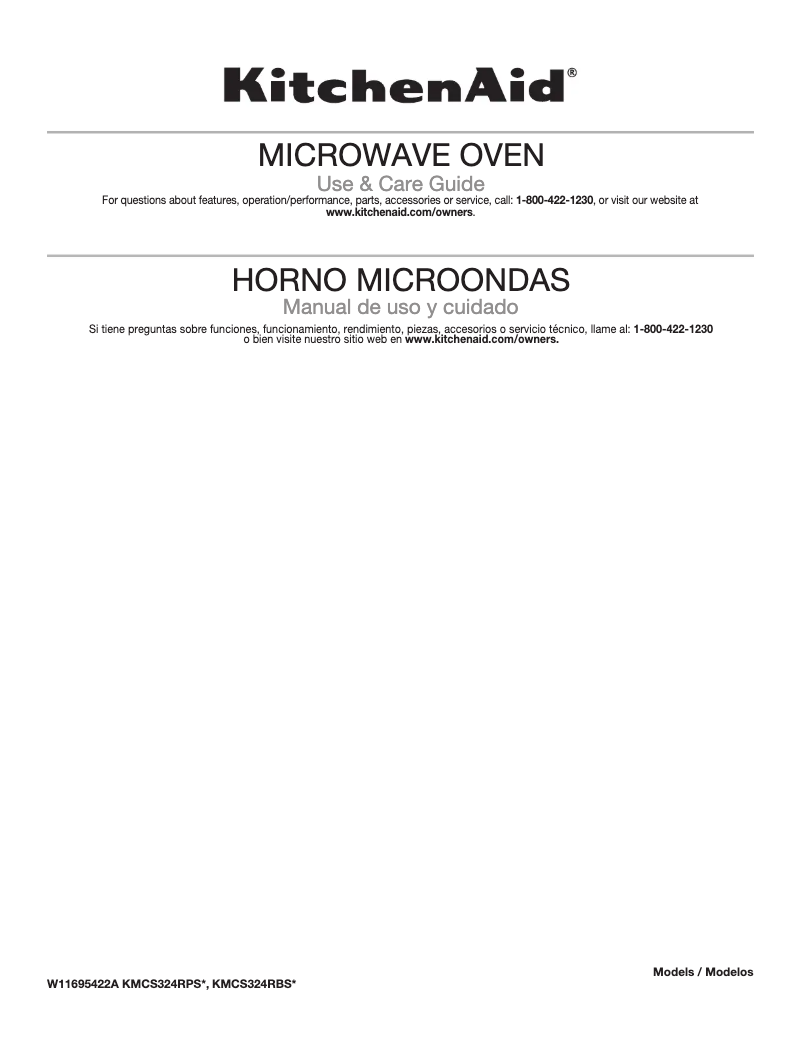 Page 1 of the manual User Manual KitchenAid KMCS324RBS