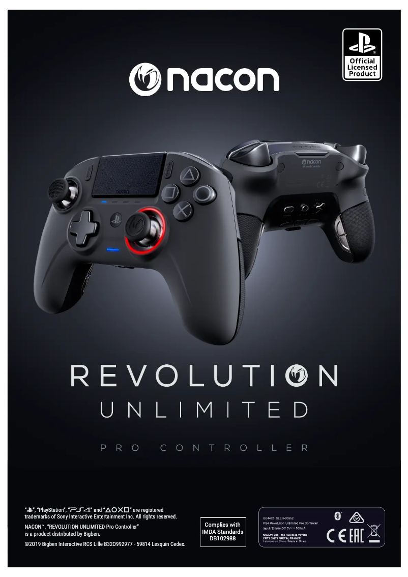 Page 1 of the manual User Manual NACON Revolution Unlimited Pro Controller PS4
