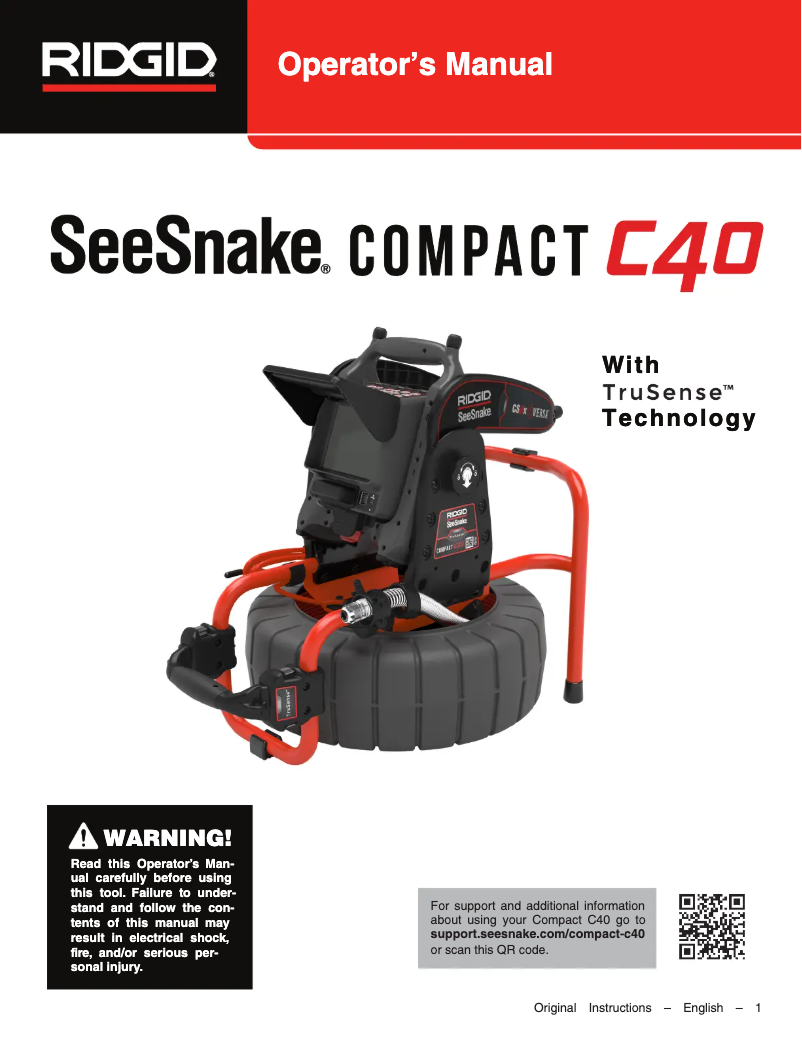 Page 1 of the manual User Manual Ridgid SeeSnake Compact C40 =
