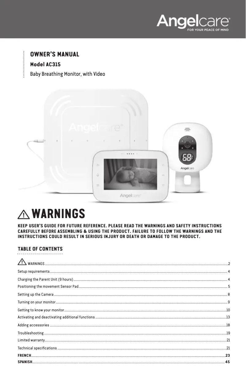 Page 1 of the manual User Manual Angelcare AC315