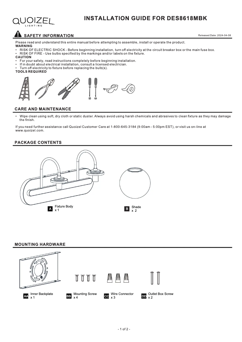 First page image of the manual for Desmond DES8618MBK