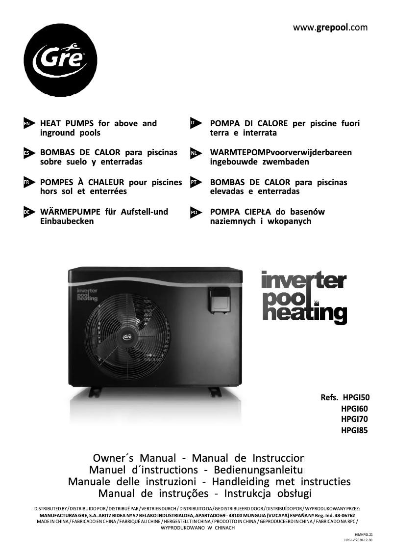 Image de la première page du manuel de l'appareil HPGI85