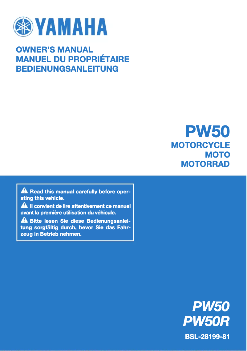 Page 1 of the manual User Manual Yamaha PW50 (2024)