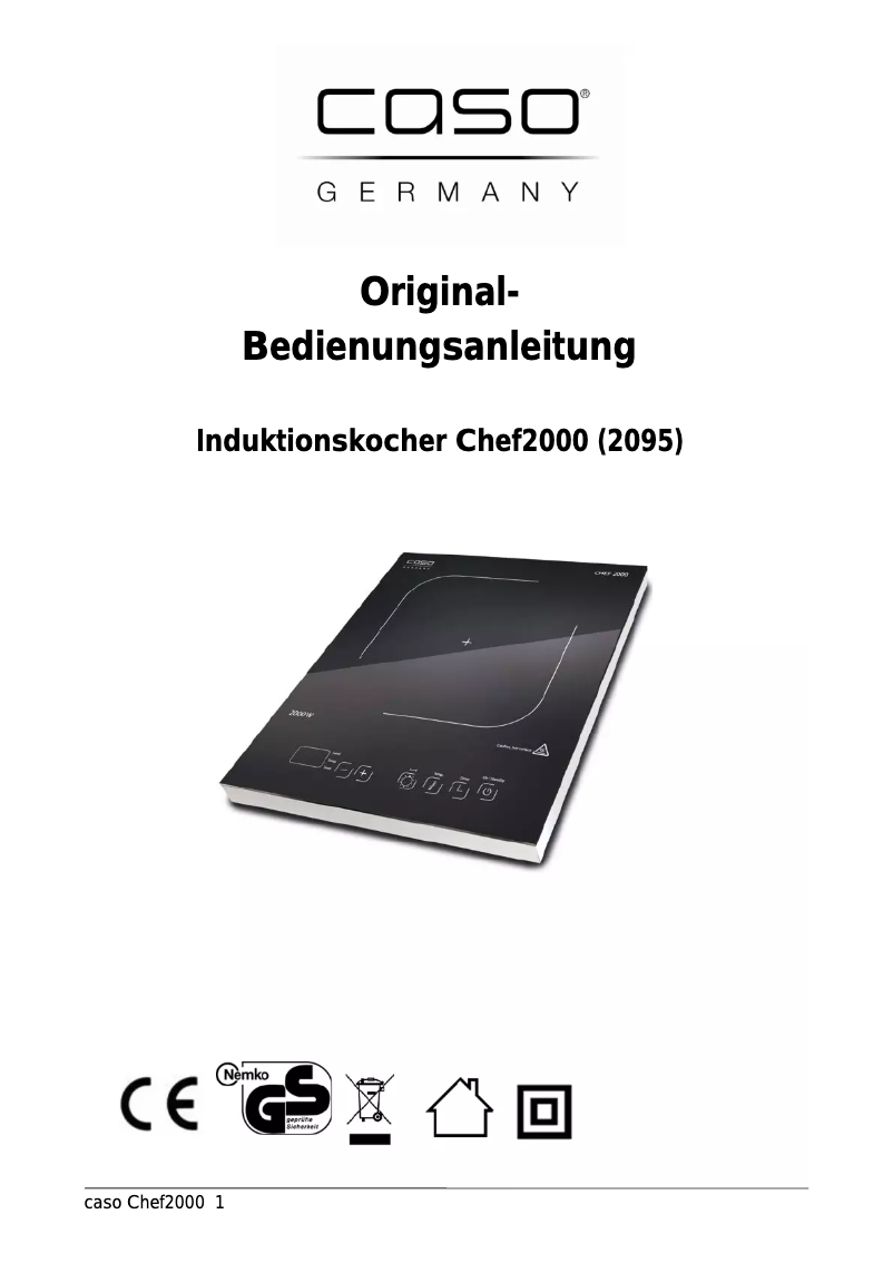 Page 1 of the manual User Manual Caso Chef 2000