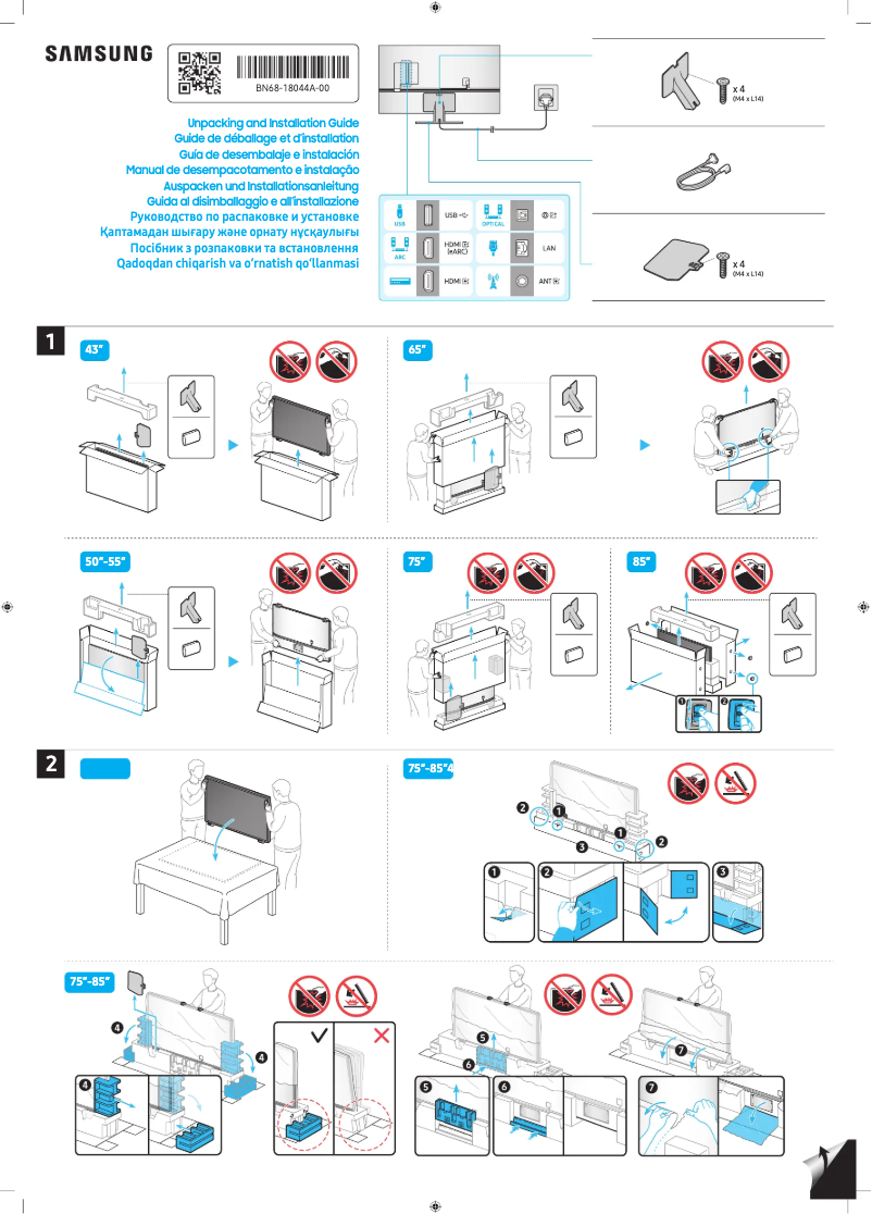Page 1 of the manual Installation Guide Samsung QN43QN90DAF