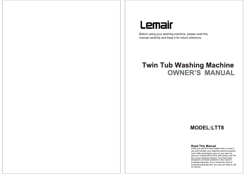 Page 1 of the manual User Manual Lemair LTT8
