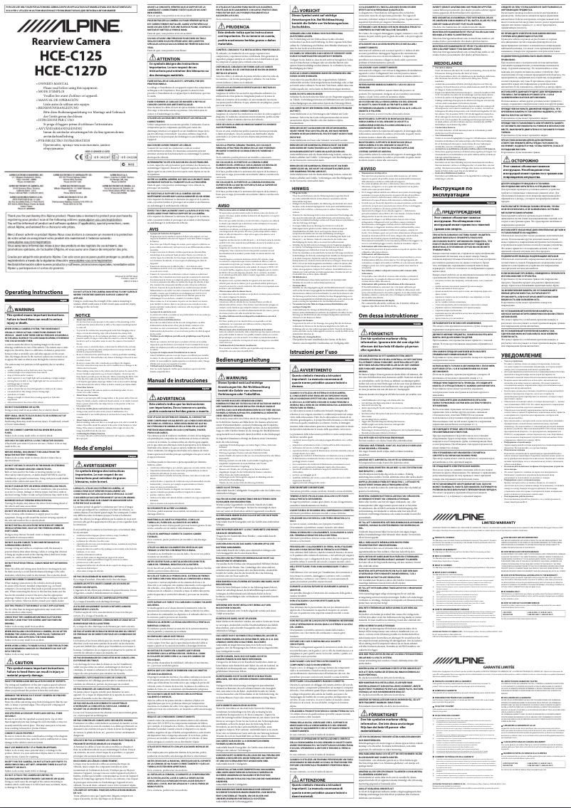 Page 1 of the manual User Manual Alpine HCE-C127D