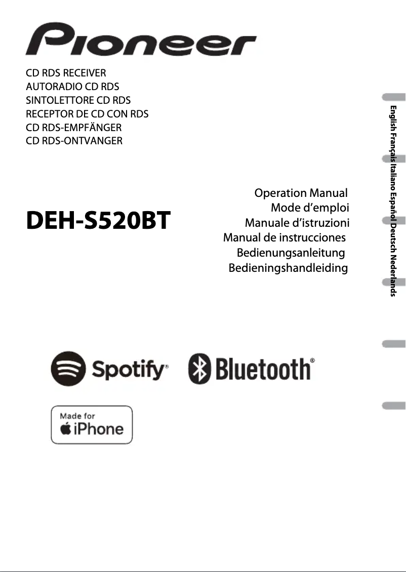 First page image of the manual for DEH-S520BT