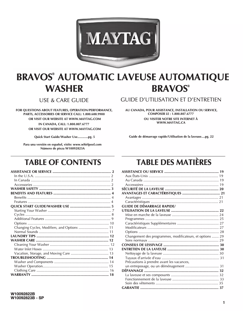 First page image of the manual for Bravos MVWB850WB