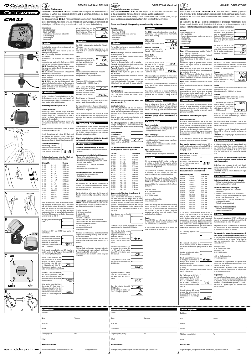 First page image of the manual for CicloMaster CM 2.1