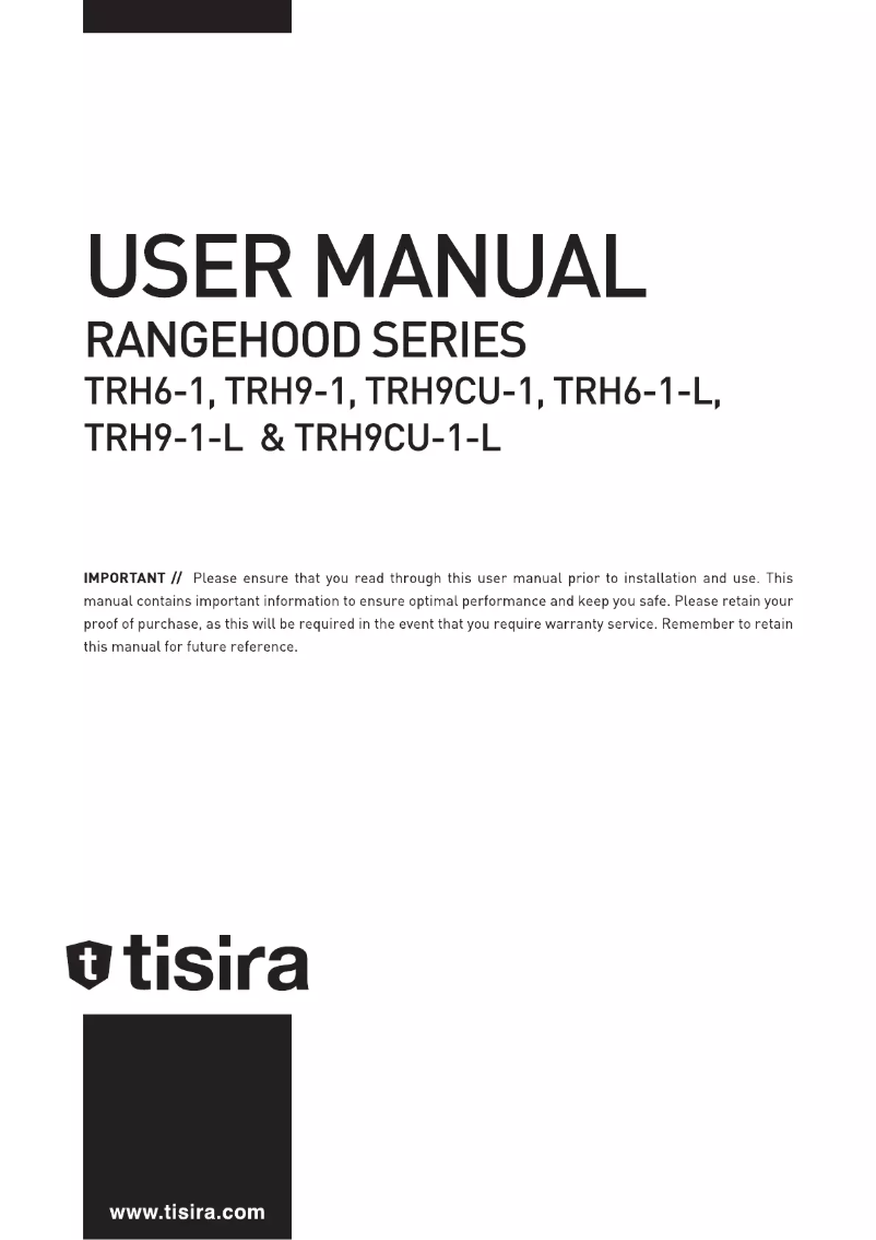 First page image of the manual for TRH9CU-1-L