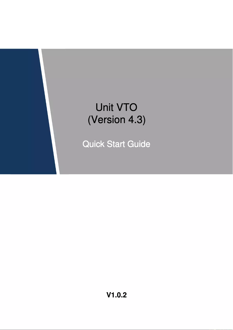 First page image of the manual for VTO1210B-X-S1