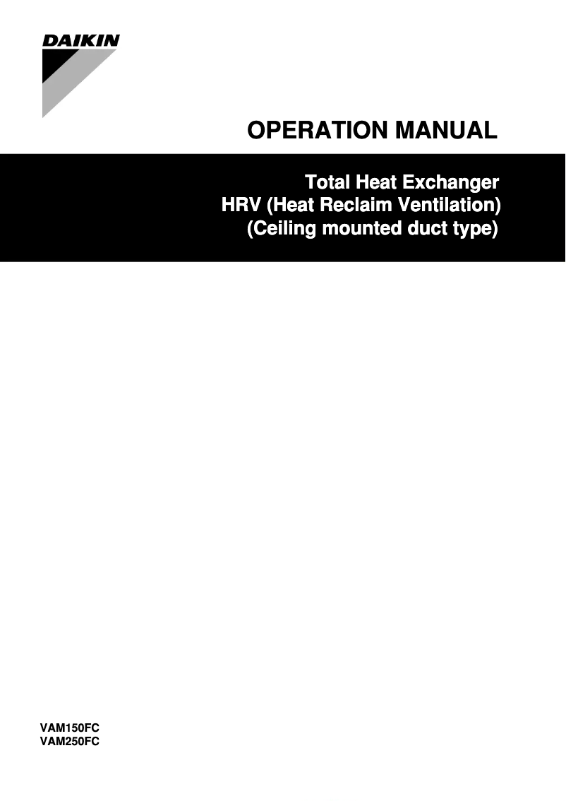 Page 1 of the manual User Manual Daikin VAM150FCVE