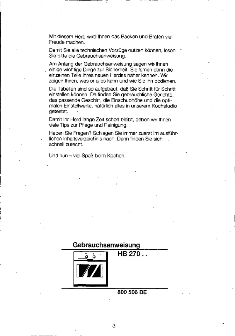 Page 1 of the manual User Manual Siemens HB27020