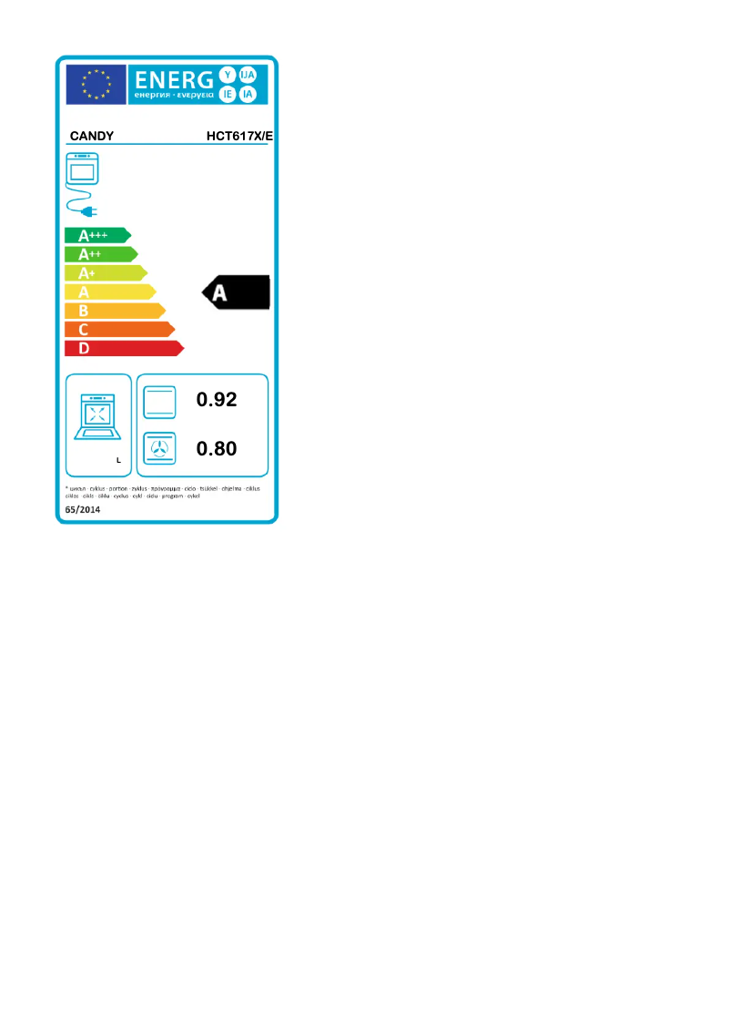 Page 1 of the manual Energy Label Candy HCT617X/E