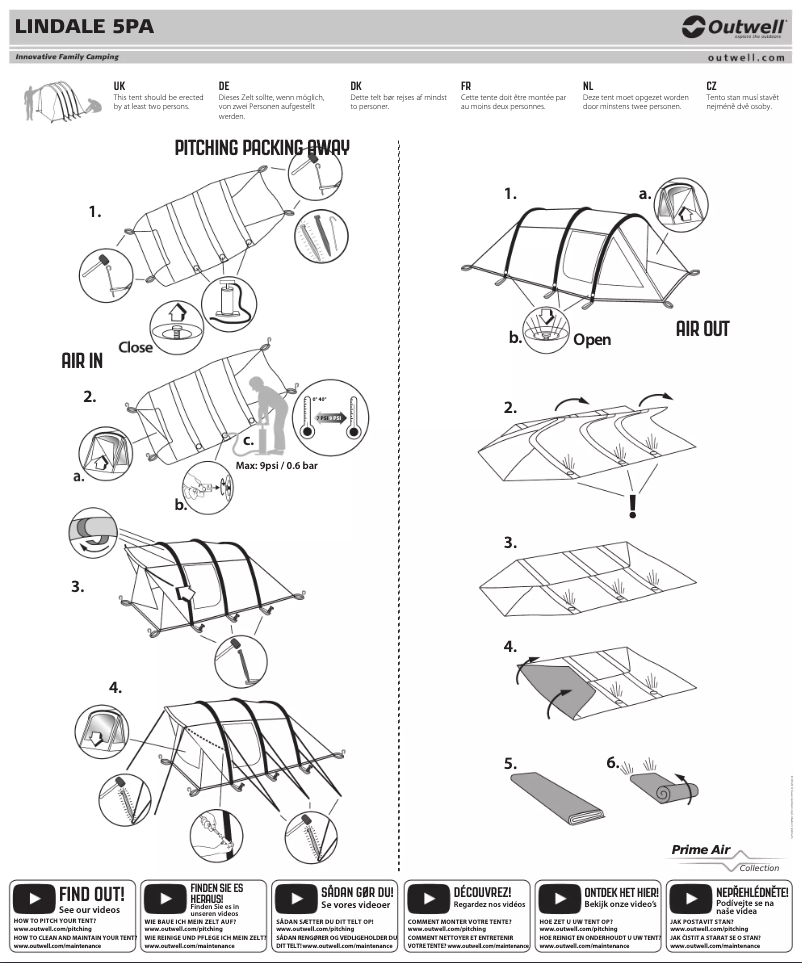Page 1 of the manual Instruction Manual Outwell Lindale 5PA