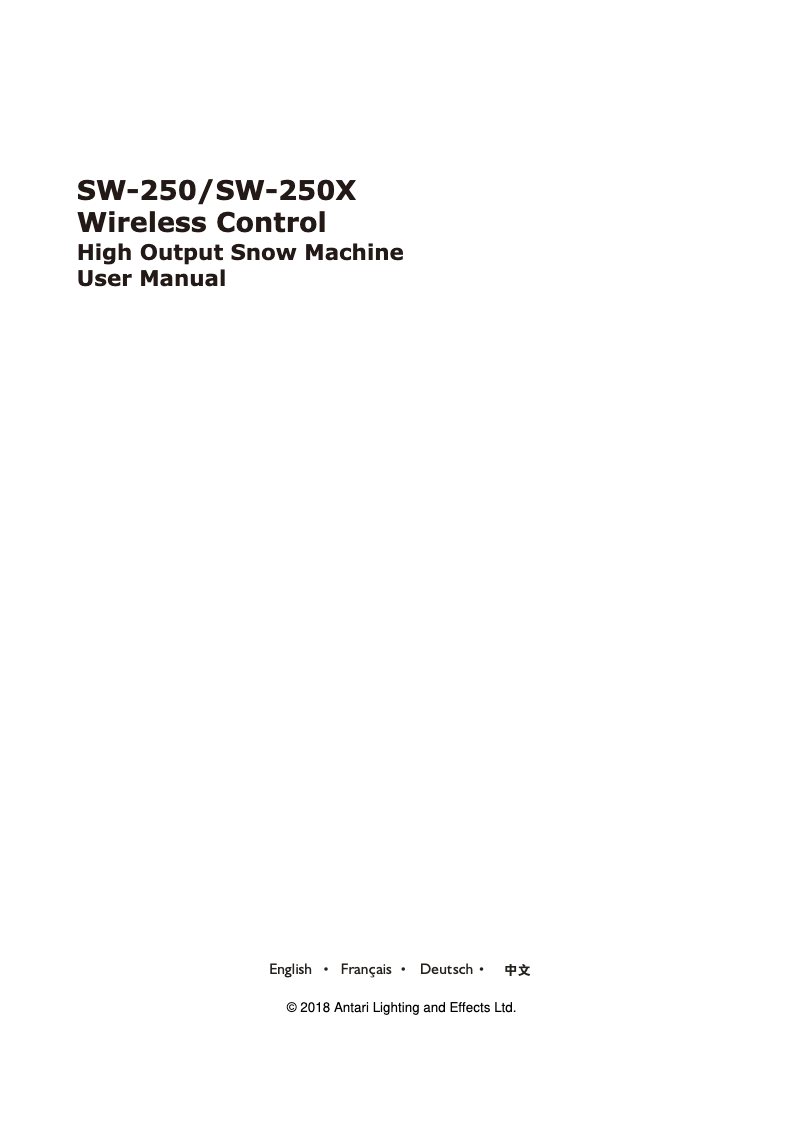 Page 1 of the manual User Manual Antari SW-250