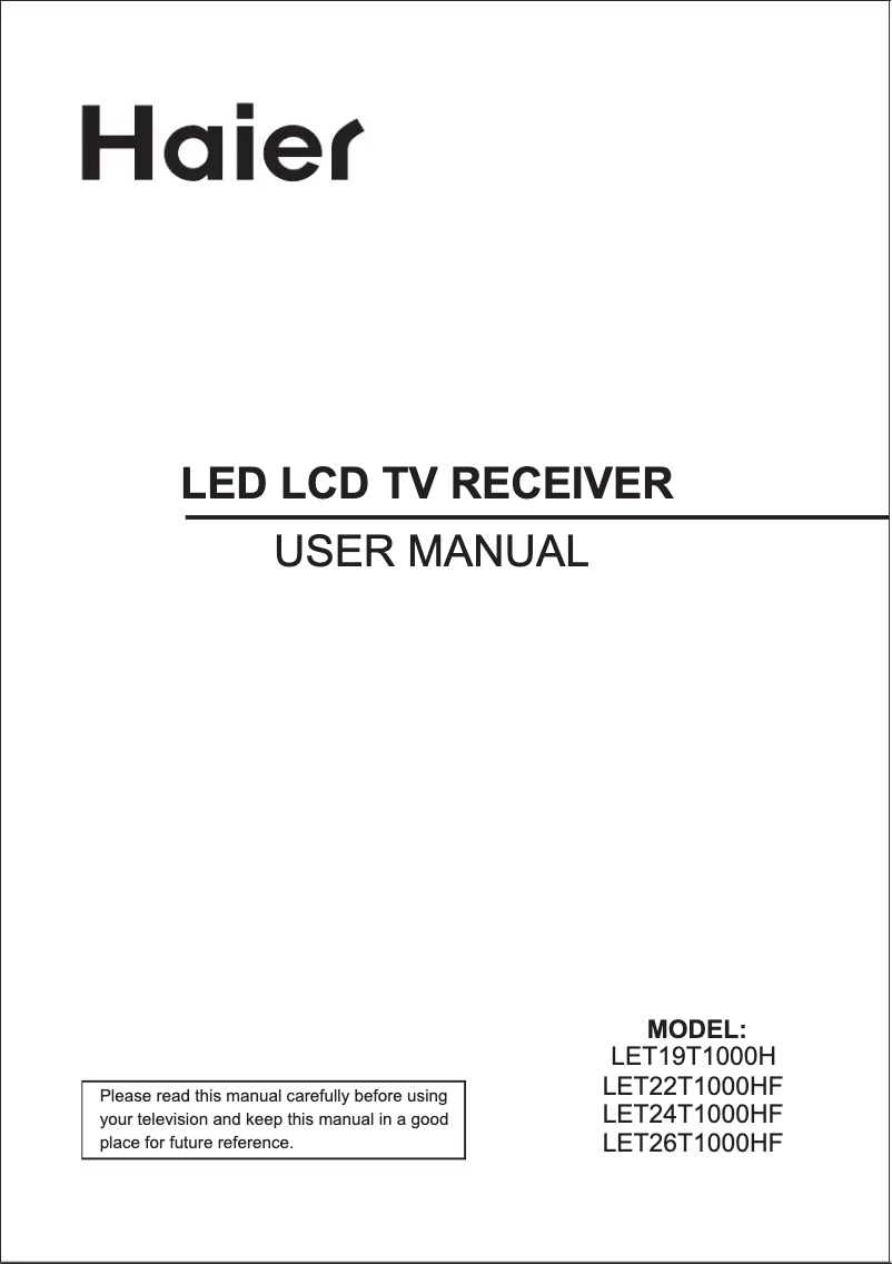 First page image of the manual for LET26T1000HF