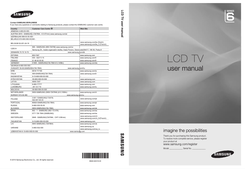 Page 1 of the manual User Manual Samsung LE46C679M1S