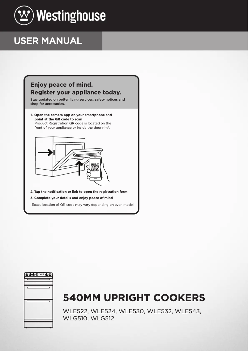 First page image of the manual for WLE543WCB