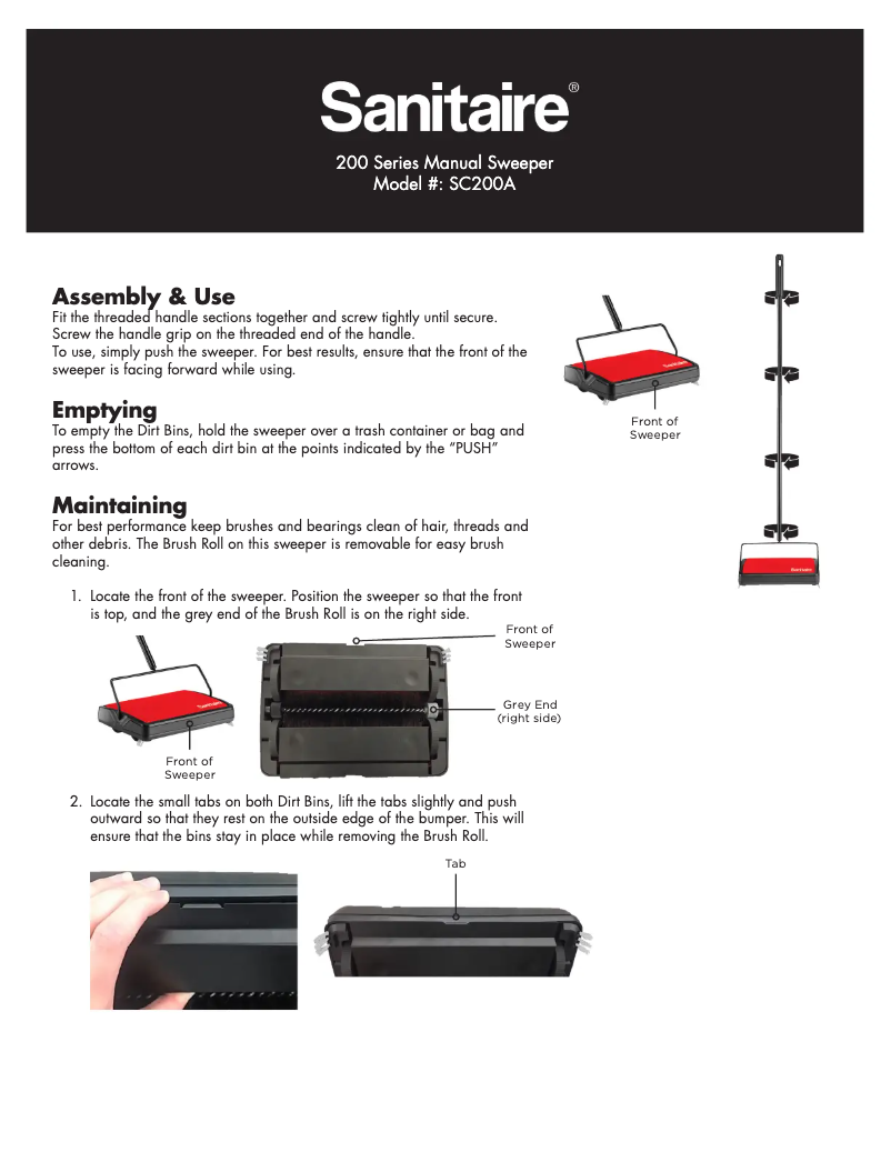 Page 1 of the manual User Manual Sanitaire SC200A