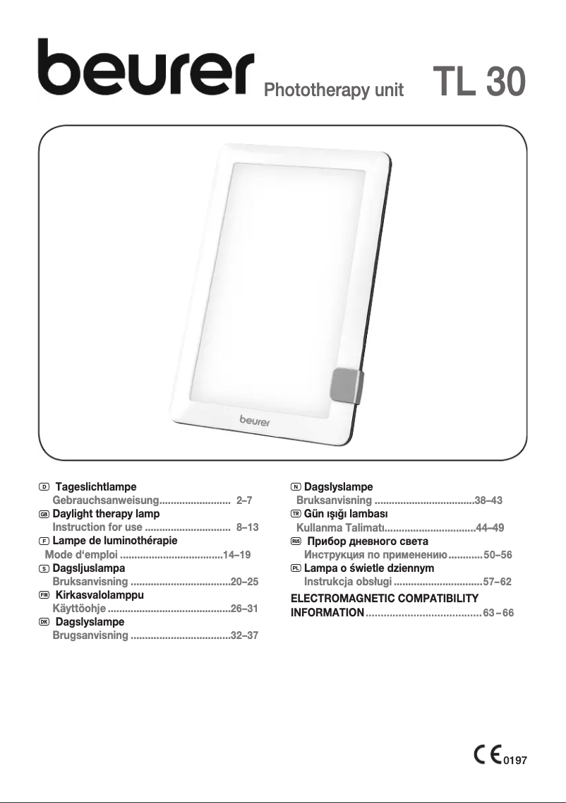 Page 1 of the manual User Manual Beurer TL 30