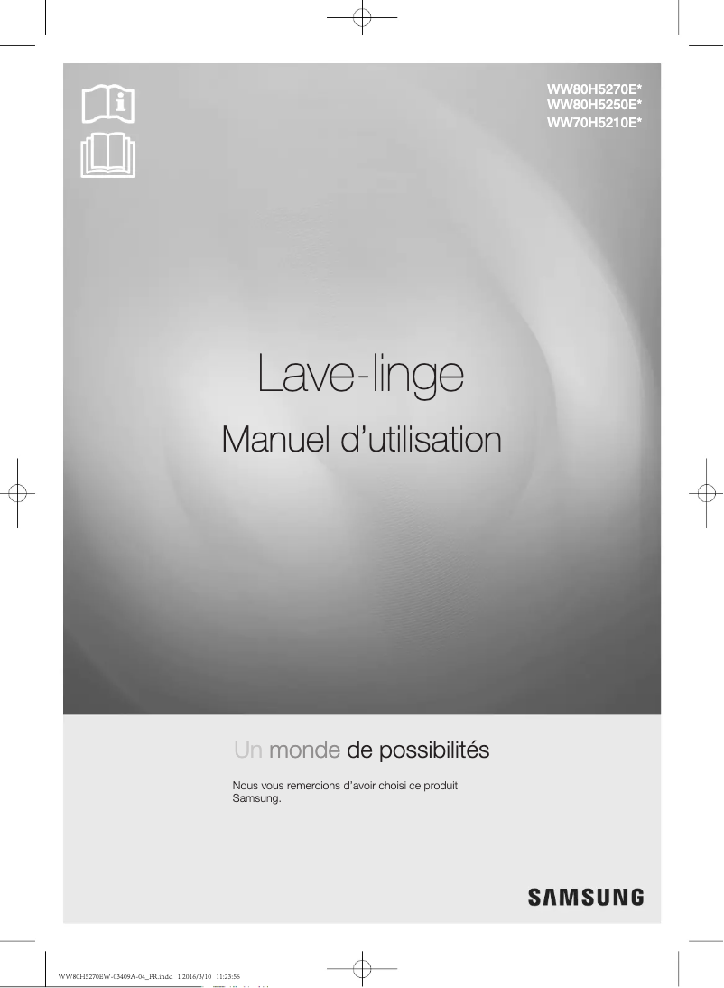 Page 1 of the manual User Manual Samsung WW80H5270EW